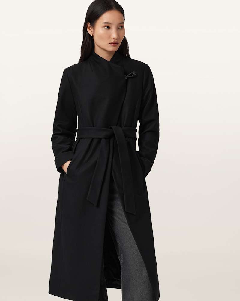Riley Wrap Around Belted Long Line Coat