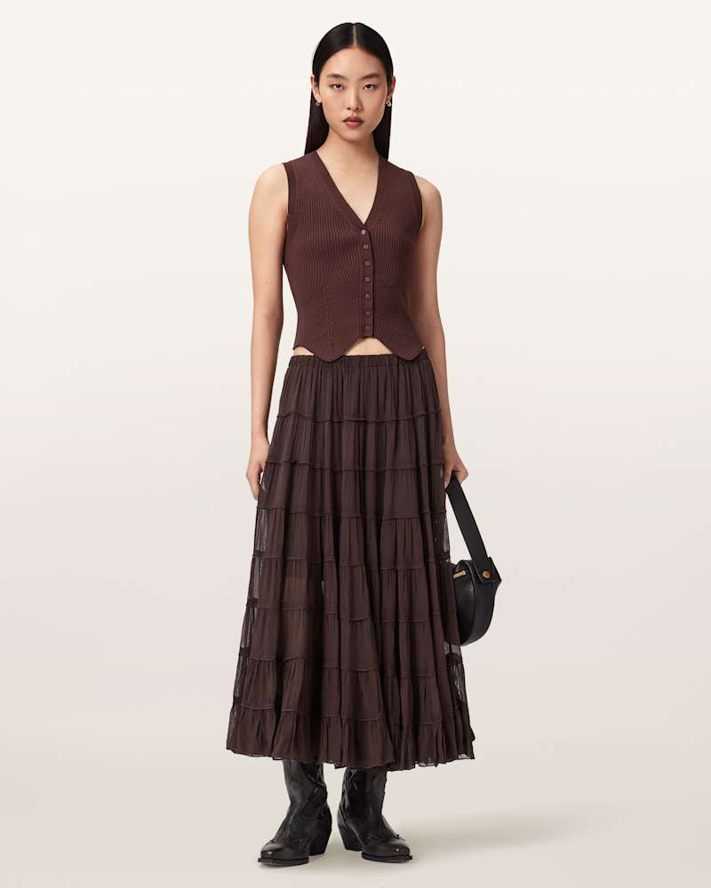 Eva Tiered Midi Skirt