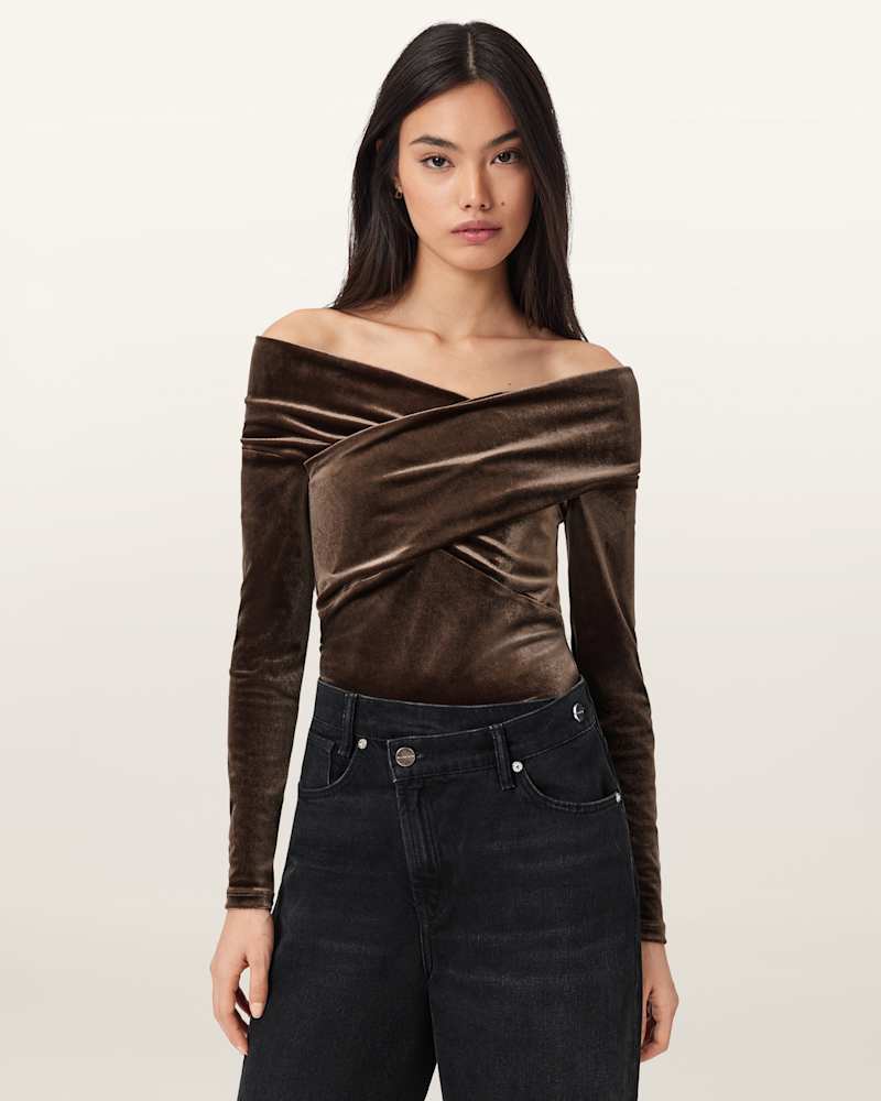 Delta Velvet Wrap Top