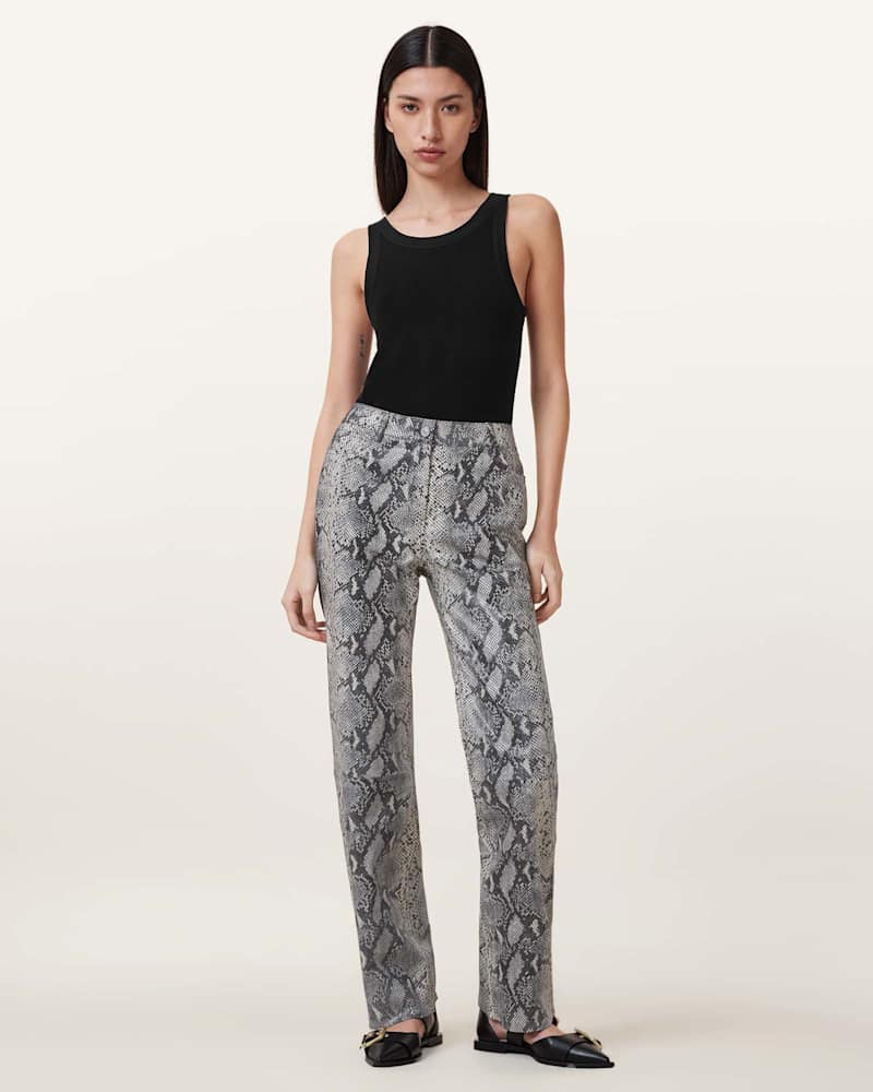Saige Snake Skin Effect Leather Trousers