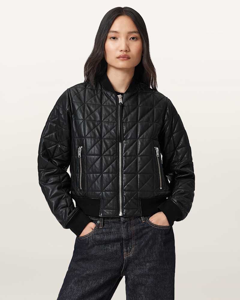Carly Quilt Leather Bomber Jacket