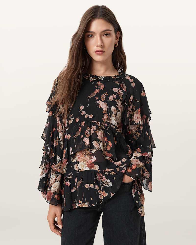 Lissie Floral Print Ruffled Top