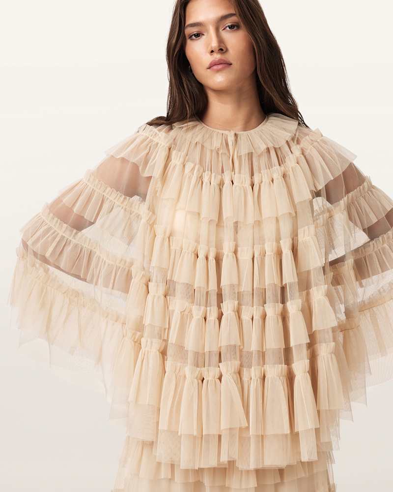 Aude Ruffle Cape Top