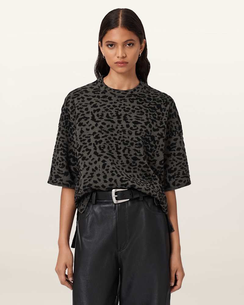Lenny Leopard Print Wool T-Shirt