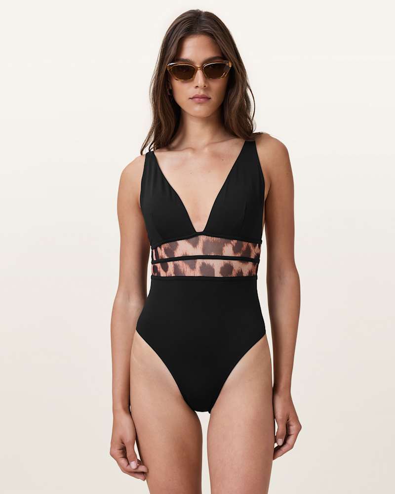 Xalia Mesh Leopard Print Swimsuit