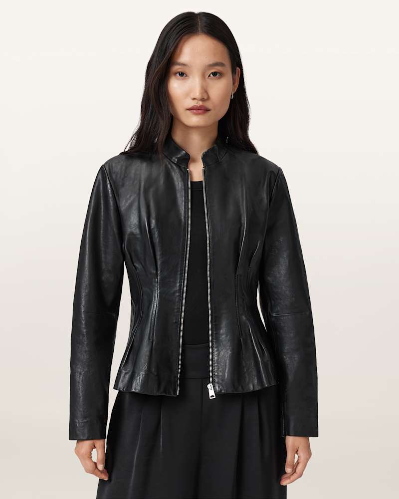 Clo Pleated Leather Jacket