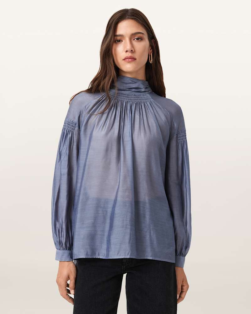 Pearla High Neck Sheer Top