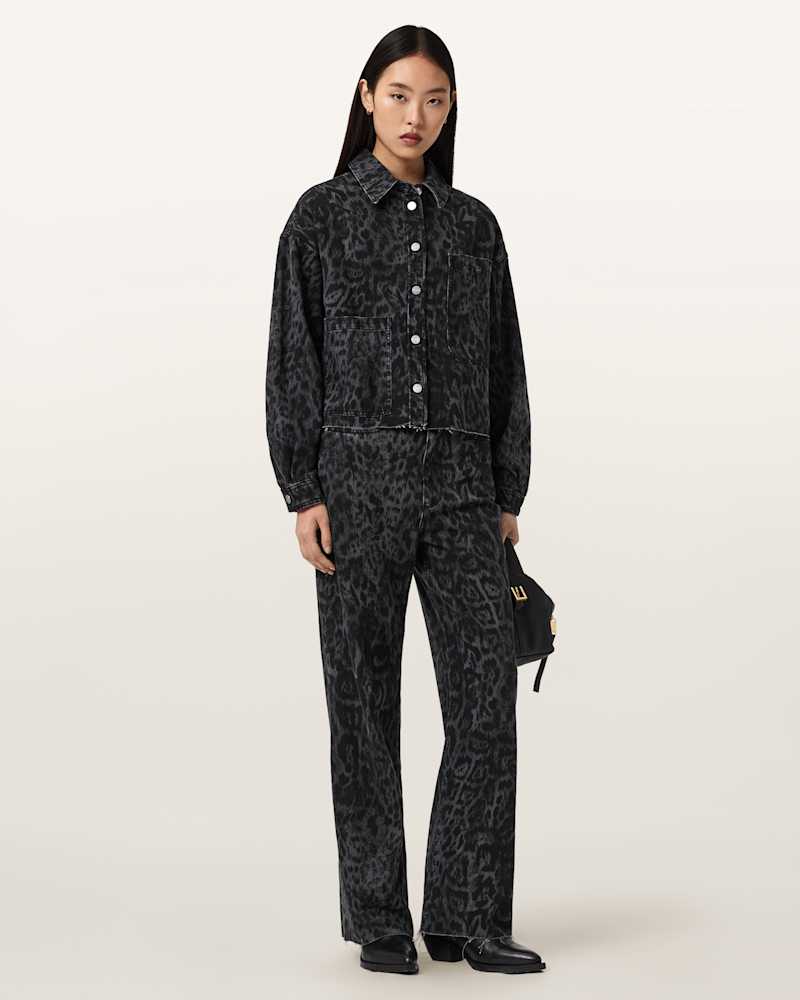 Blake Wide Leg Leopard Print Jeans