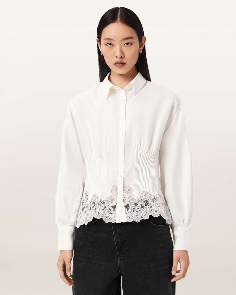 Carol Long Sleeve Lace Trimmed Shirt