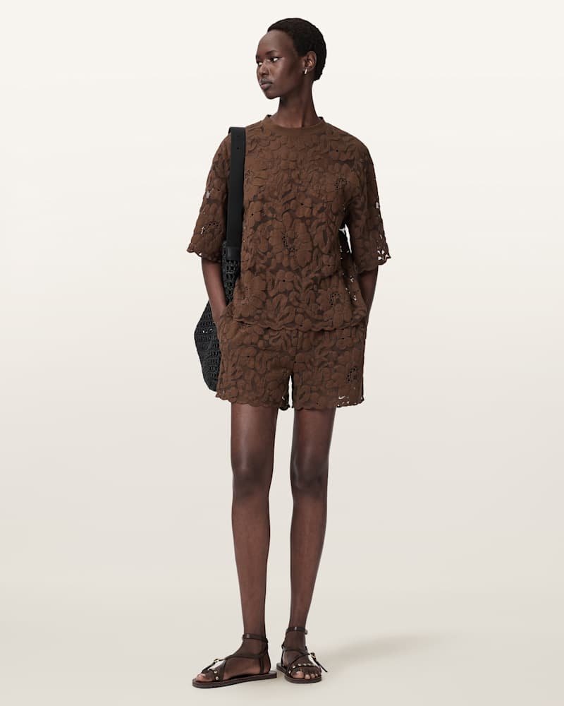 Amelie Mid Rise Relaxed Lace Shorts