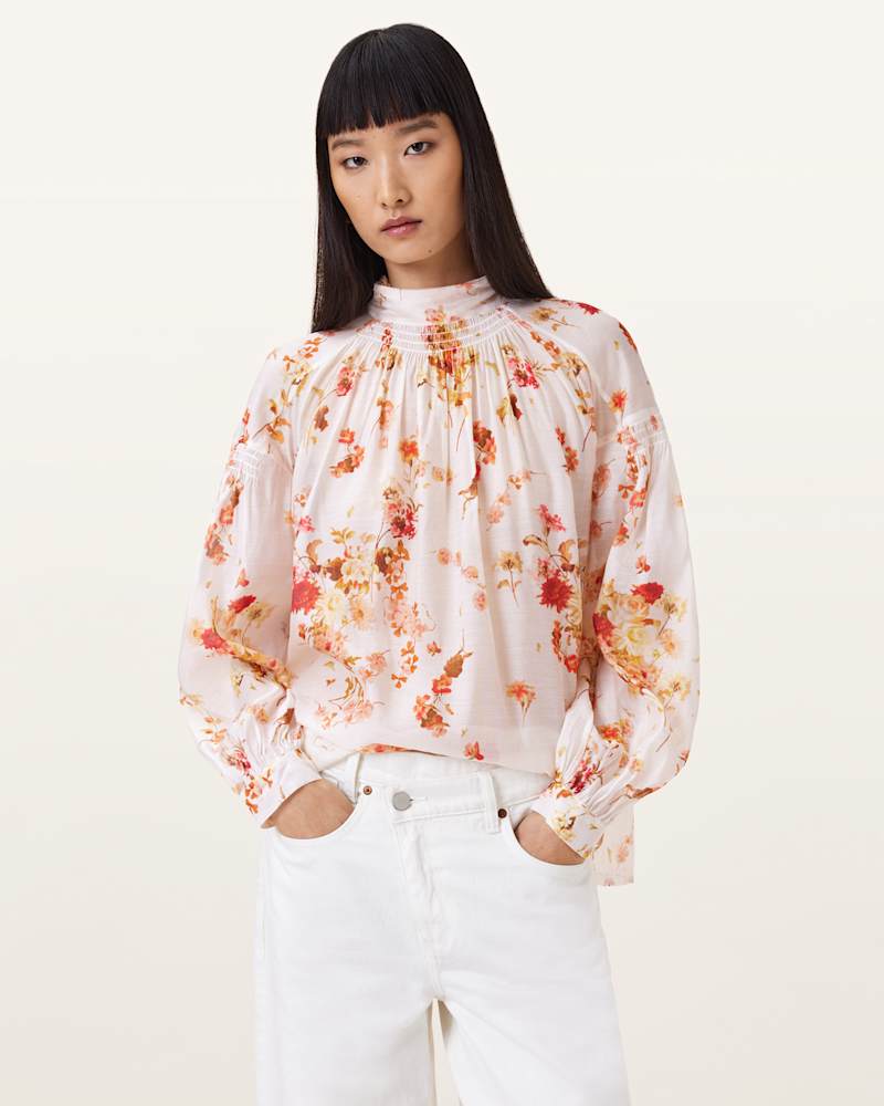 Pearla High Neck Floral Print Top