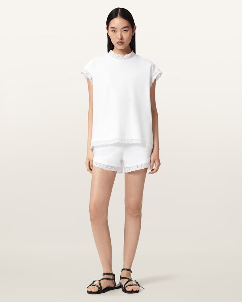 Lele Straight Fit Lace Trim Shorts