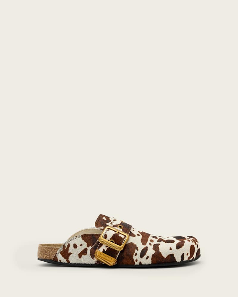 Staffa Cow Print Leather Mules