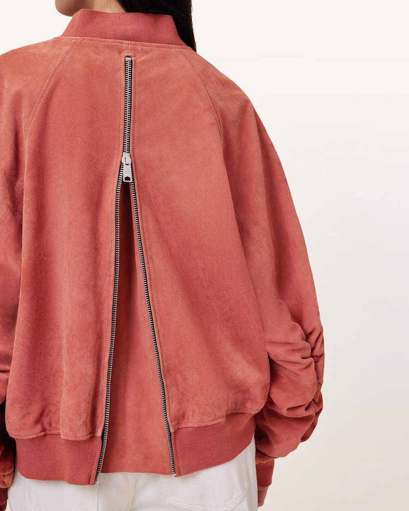 Dana Relaxed Fit Suede Bomber Jacket