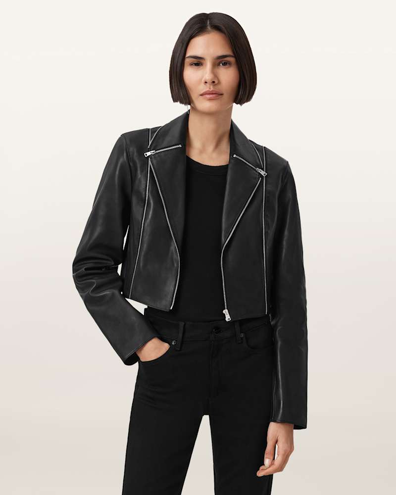 Landers Slim Fit Leather Biker Jacket