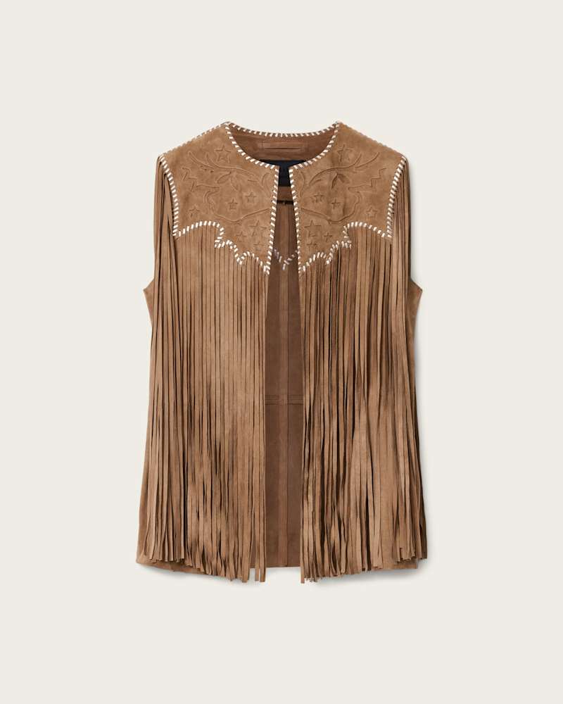 Carter Whipstitch Suede Tassel Gilet