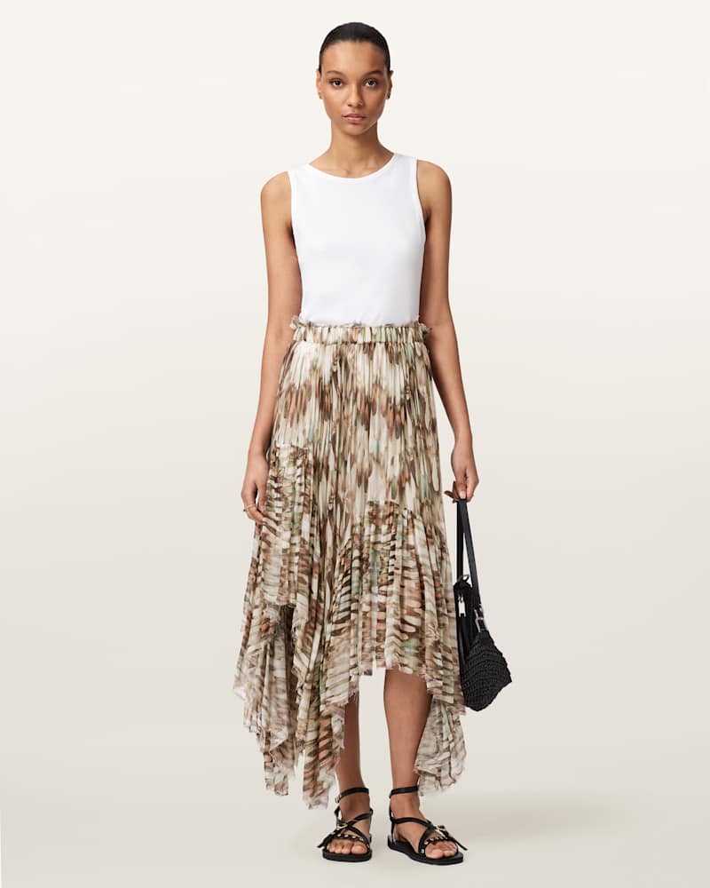 Danae Asymmetric Tiered Midi Skirt