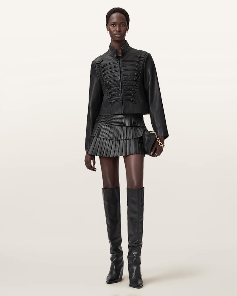 Nara Leather Pleated Mini Skirt