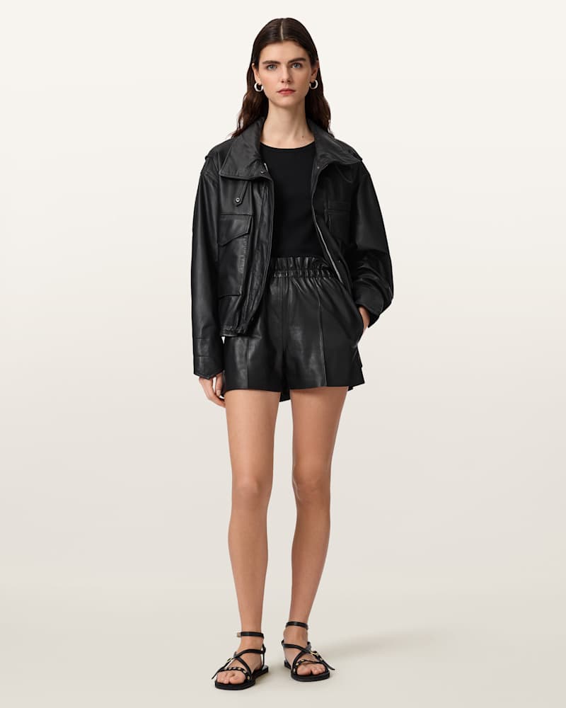 Fran High Rise Leather Shorts