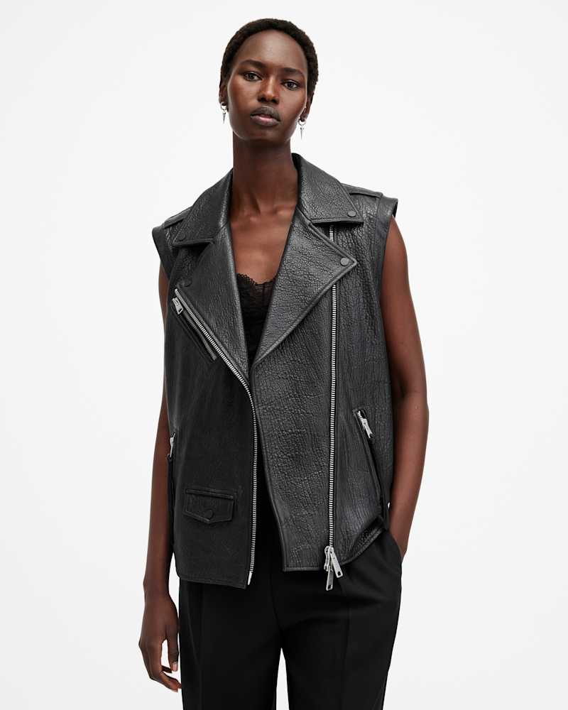 Billie Relaxed Fit Leather Biker Gilet