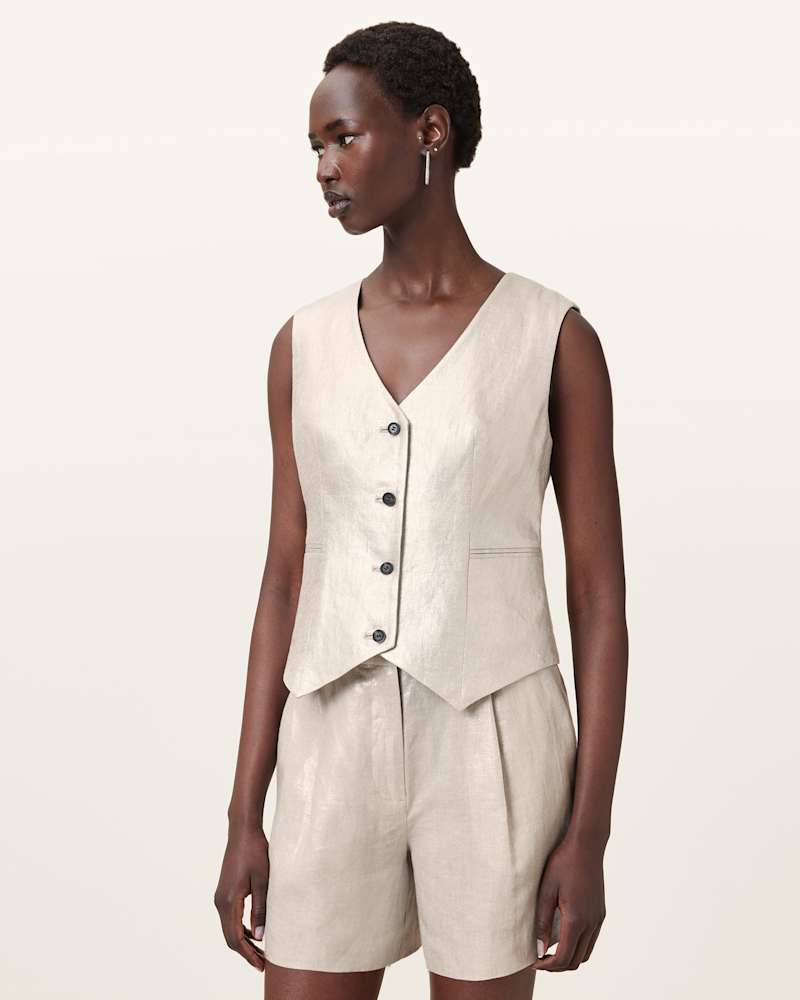 Averie Relaxed Fit Linen Waistcoat
