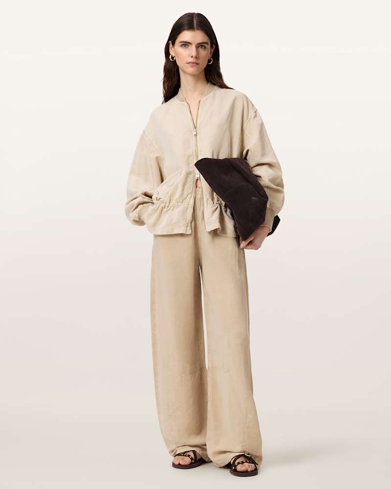 Jett Wide Leg Linen Blend Trousers