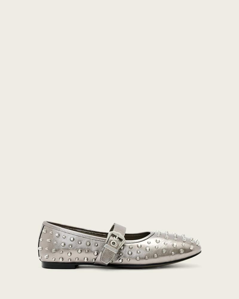 Holly Leather Stud Ballet Flats
