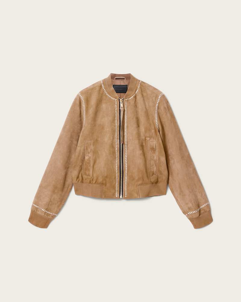 Orten Whipstitch Suede Bomber Jacket