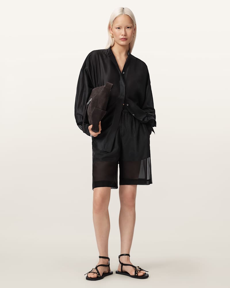 Banu Pleated Sheer Shorts