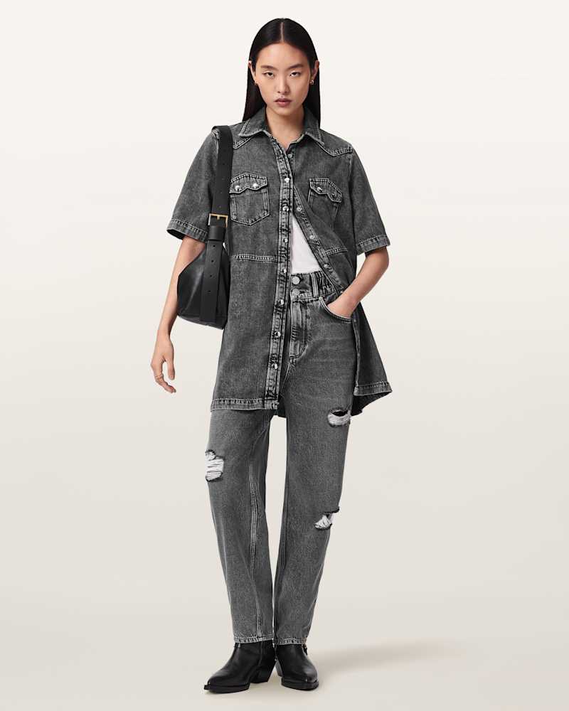 Daisy Tapered Leg Distressed Denim Jeans