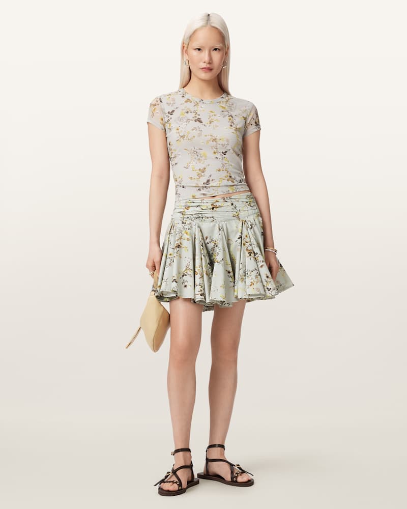 Tulip Floral Voluminous Mini Skirt