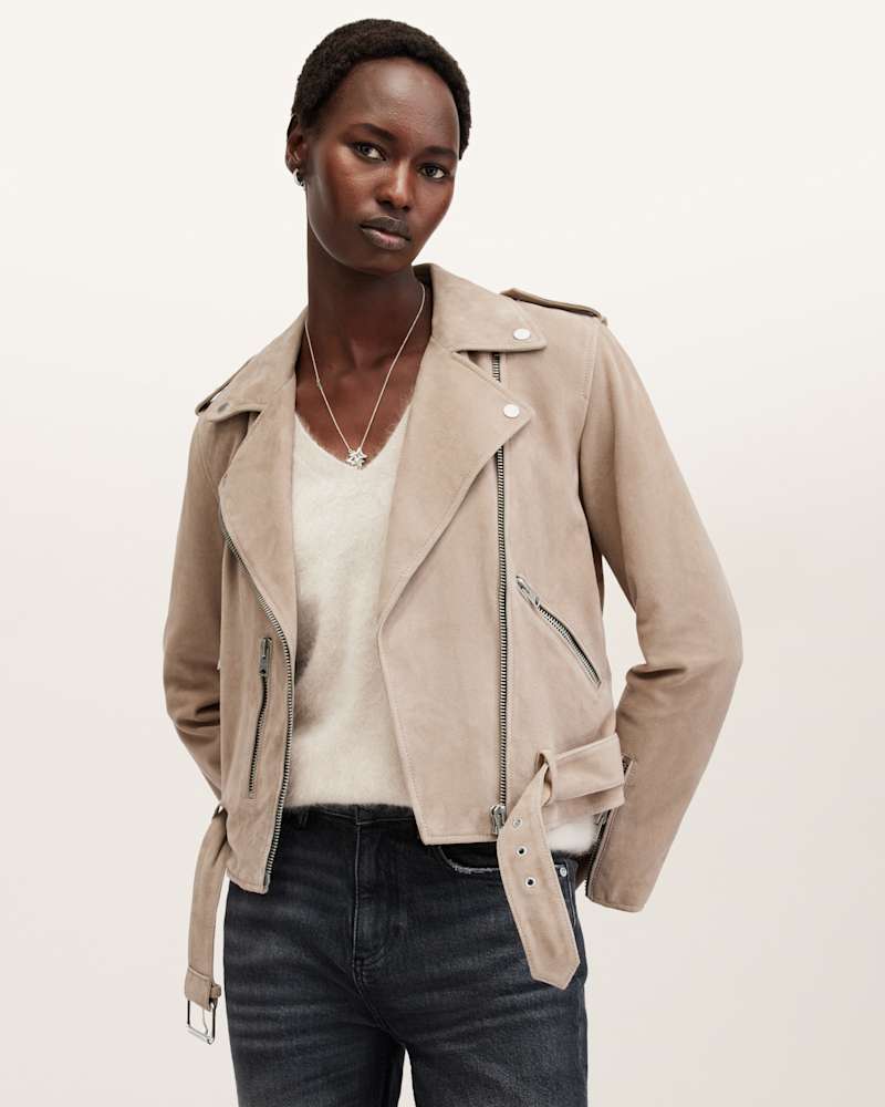 Balfern Belted Suede Biker Jacket