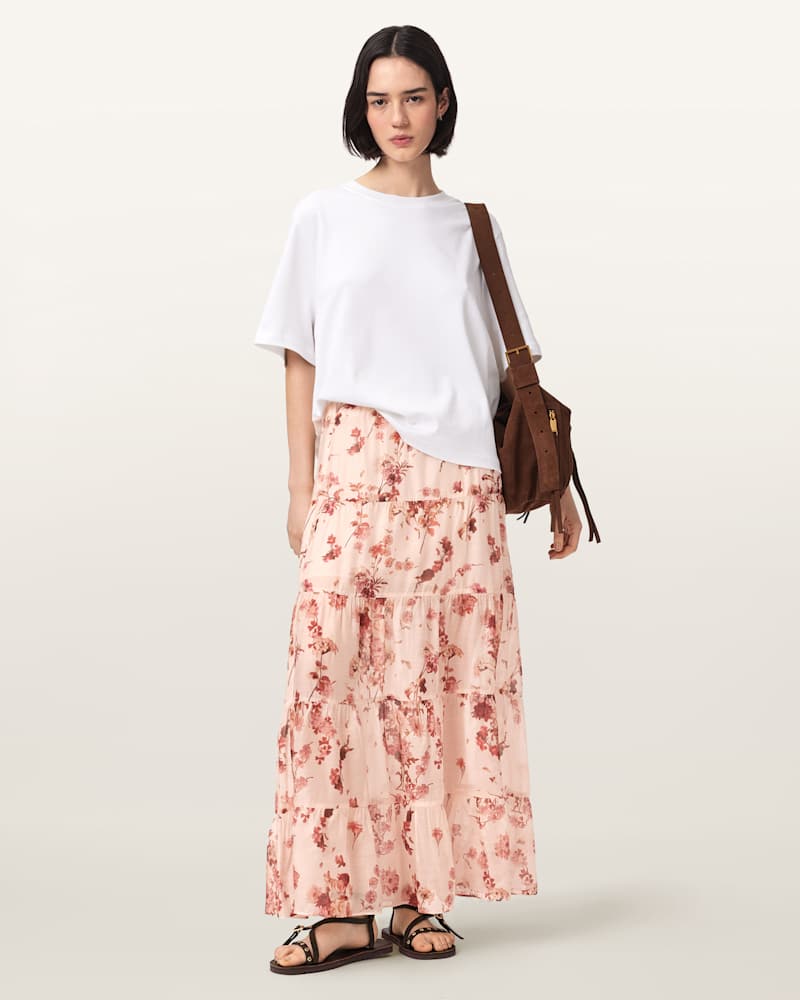 Evia Tiered Floral Maxi Skirt