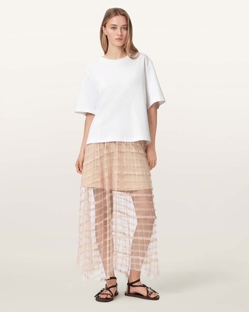 Celia Sheer Overlay Midi Skirt