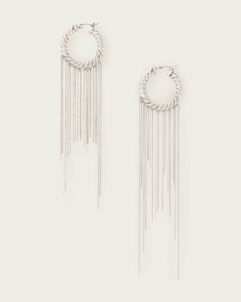 Nia Drop Chain Hoop Earrings