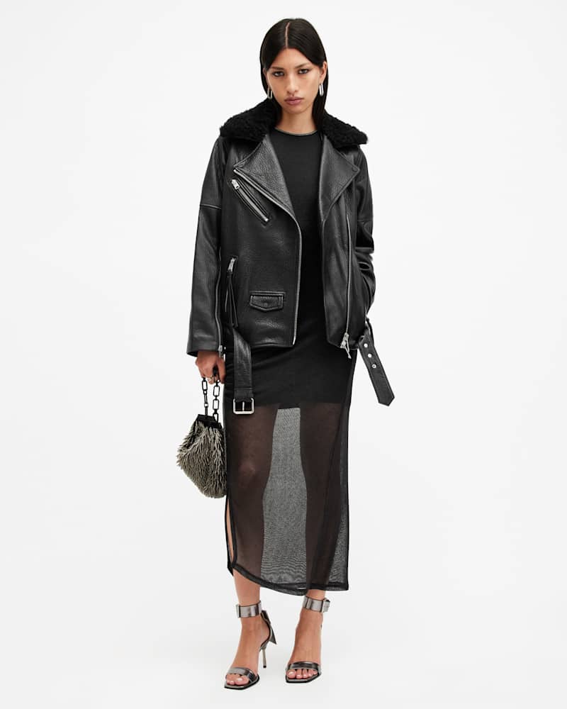 Vendra Relaxed Fit Leather Biker Jacket