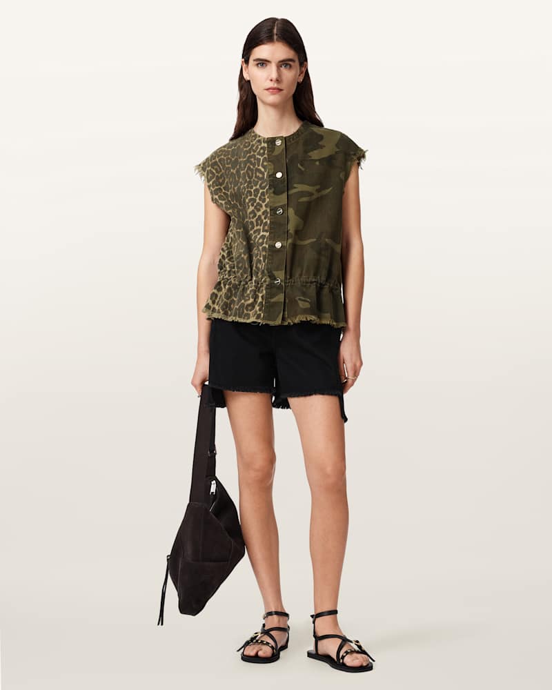 Sofi Camo Leopard Print Waistcoat