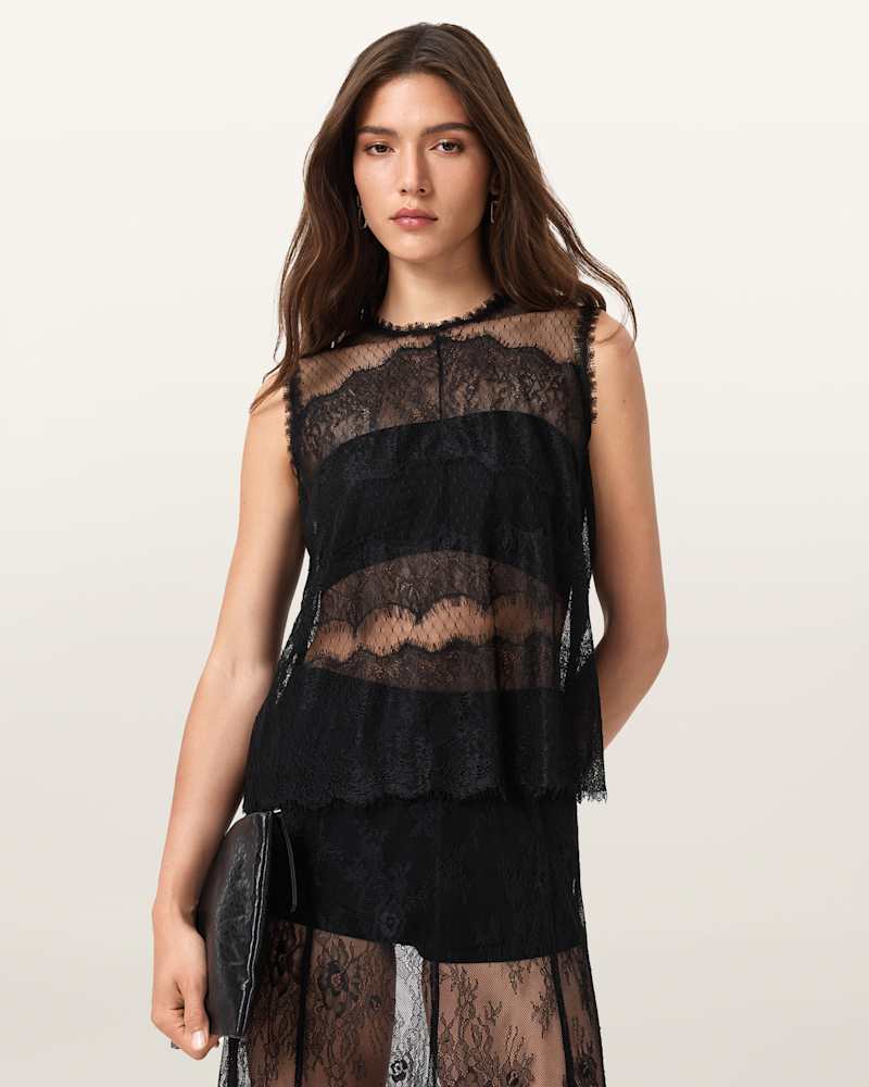 Clara Lace Trim Sleeveless Top