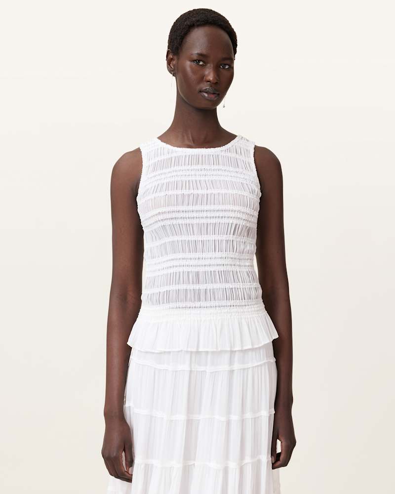 Marion Shirred Sleeveless Top
