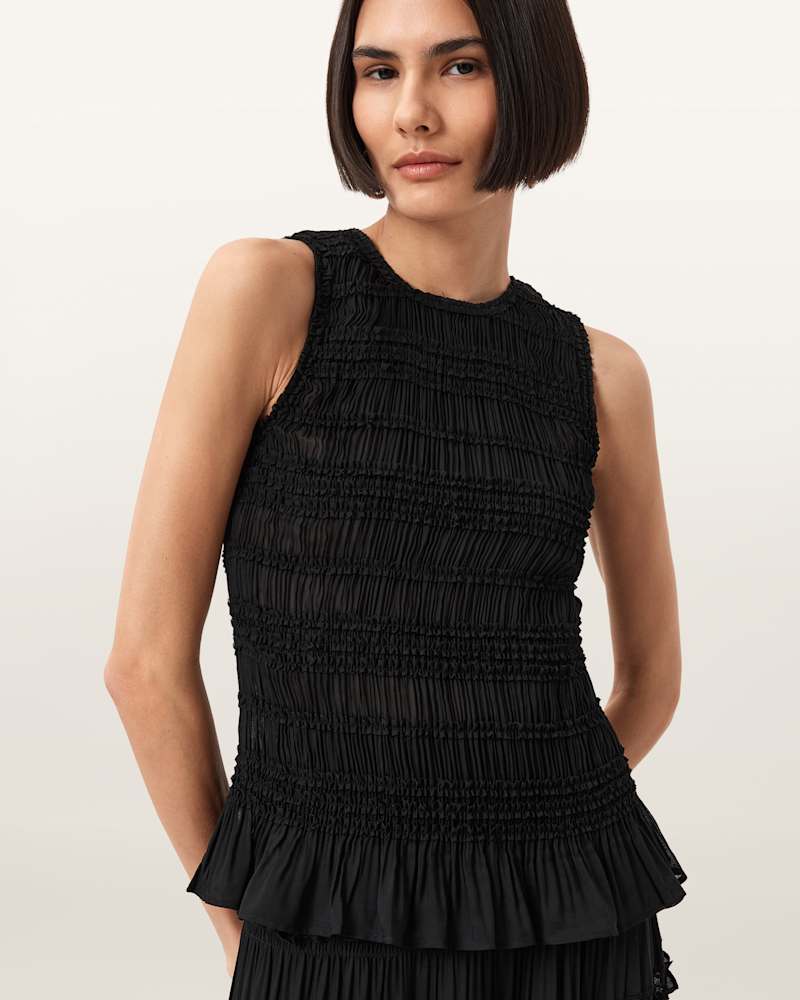 Marion Shirred Sleeveless Top