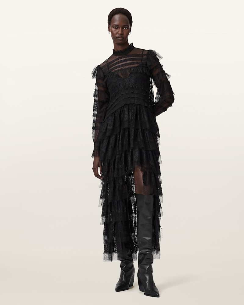 Cavarly Tiered Lace Maxi Dress