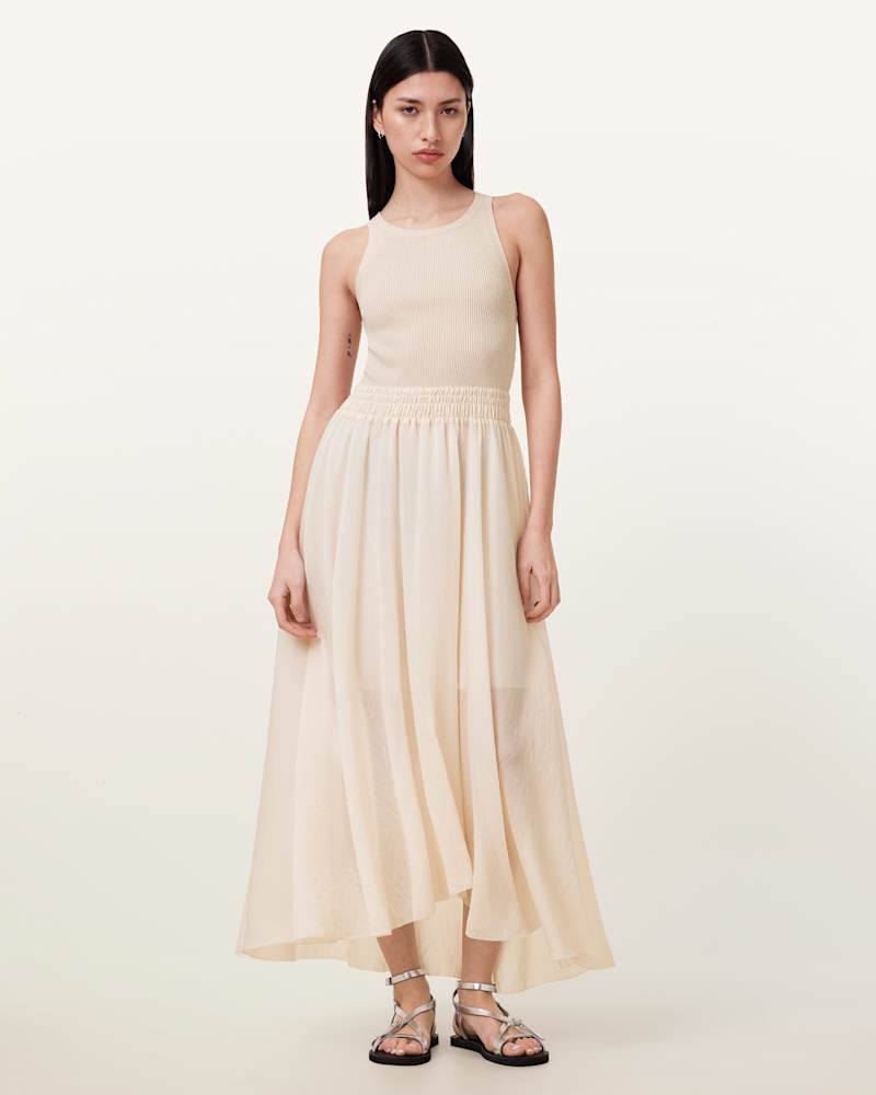 Zenia Sleeveless Asymmetric Midi Dress