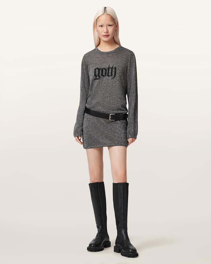 Deetz Metallic Long Sleeve Mini Dress