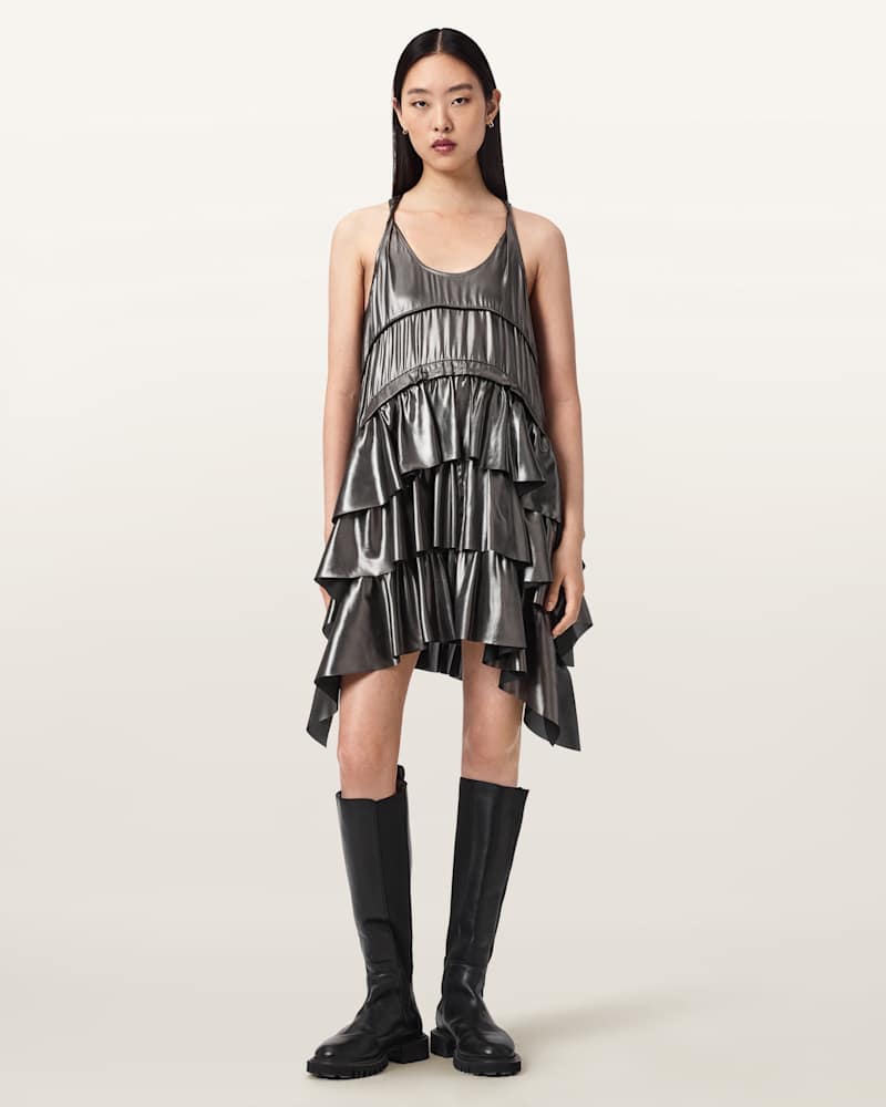 Cavarly Metallic Mini Dress