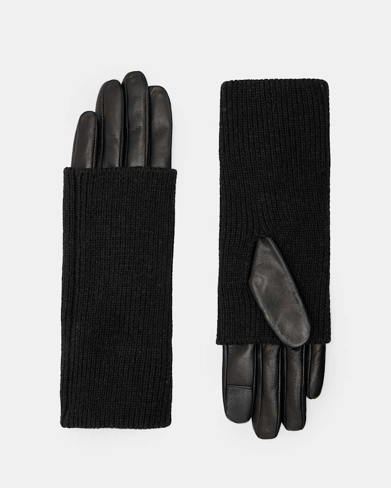 Zoya Knitted Cuff Leather Gloves