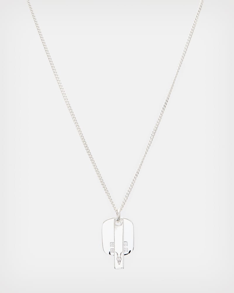 Logo Tag Sterling Silver Charm Necklace