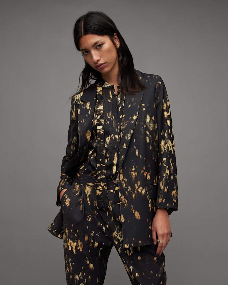Aleida Ronnie Print Open Front Blazer