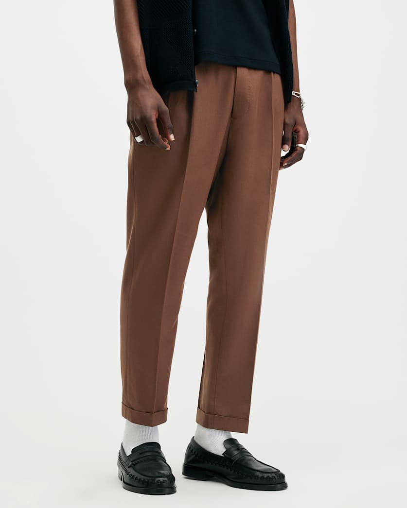 Tallis Slim Fit Cropped Tapered Trousers