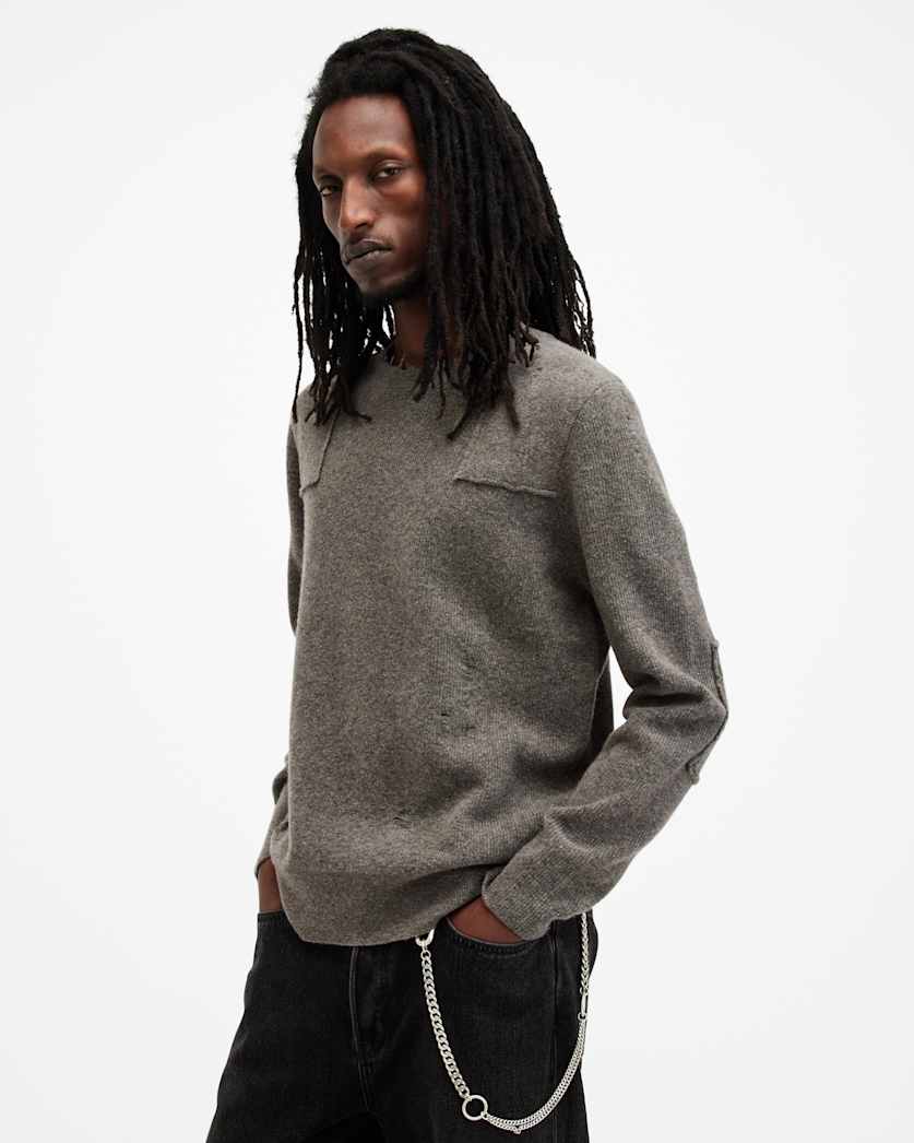 Pointer Crew Neck Distressed Jumper