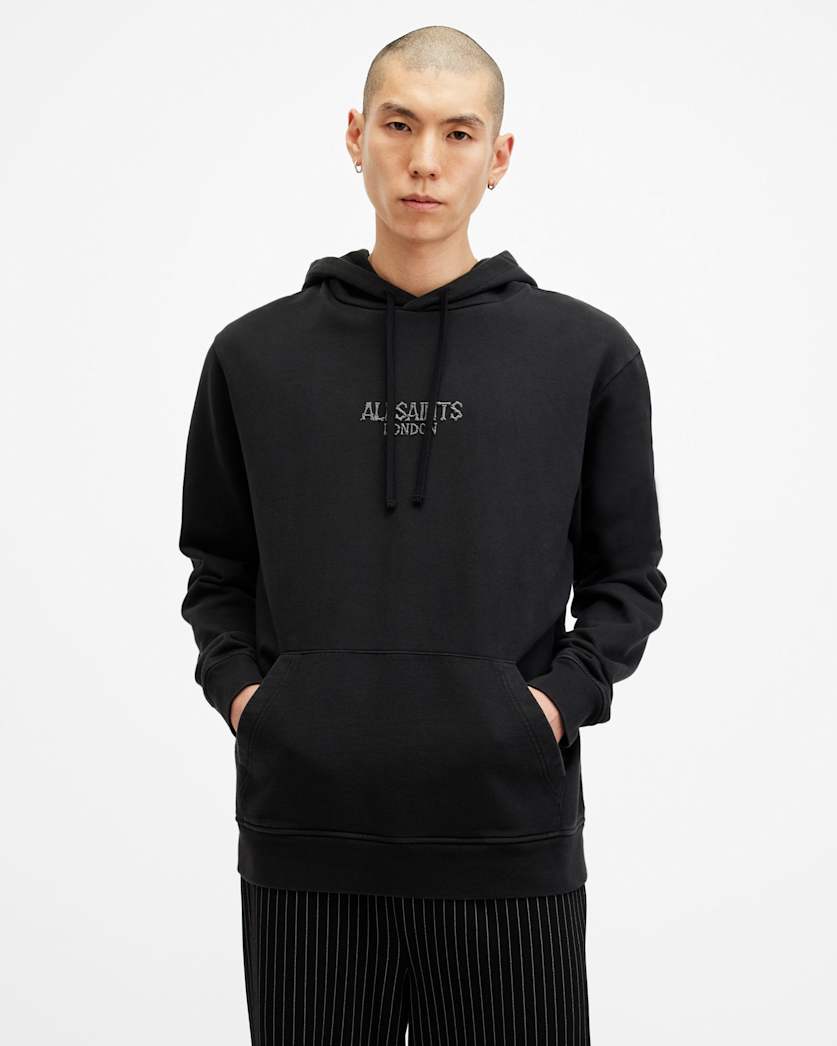 Bones Textured Logo Relaxed Fit Hoodie